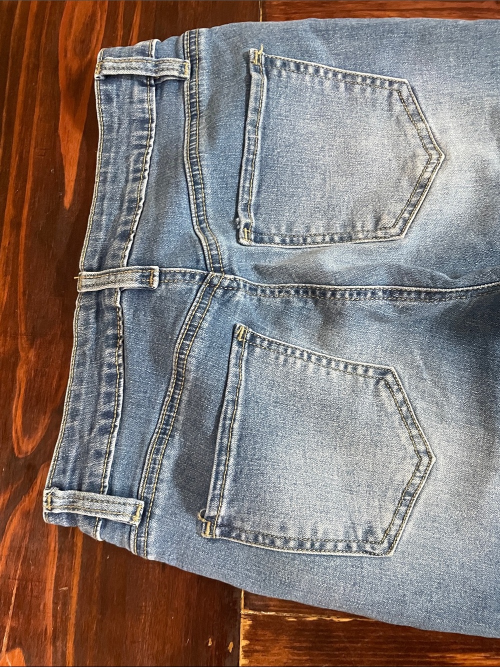 YMI Light Blue High-Rise Flare Jeans with Frayed Hem - Picture 8 of 12